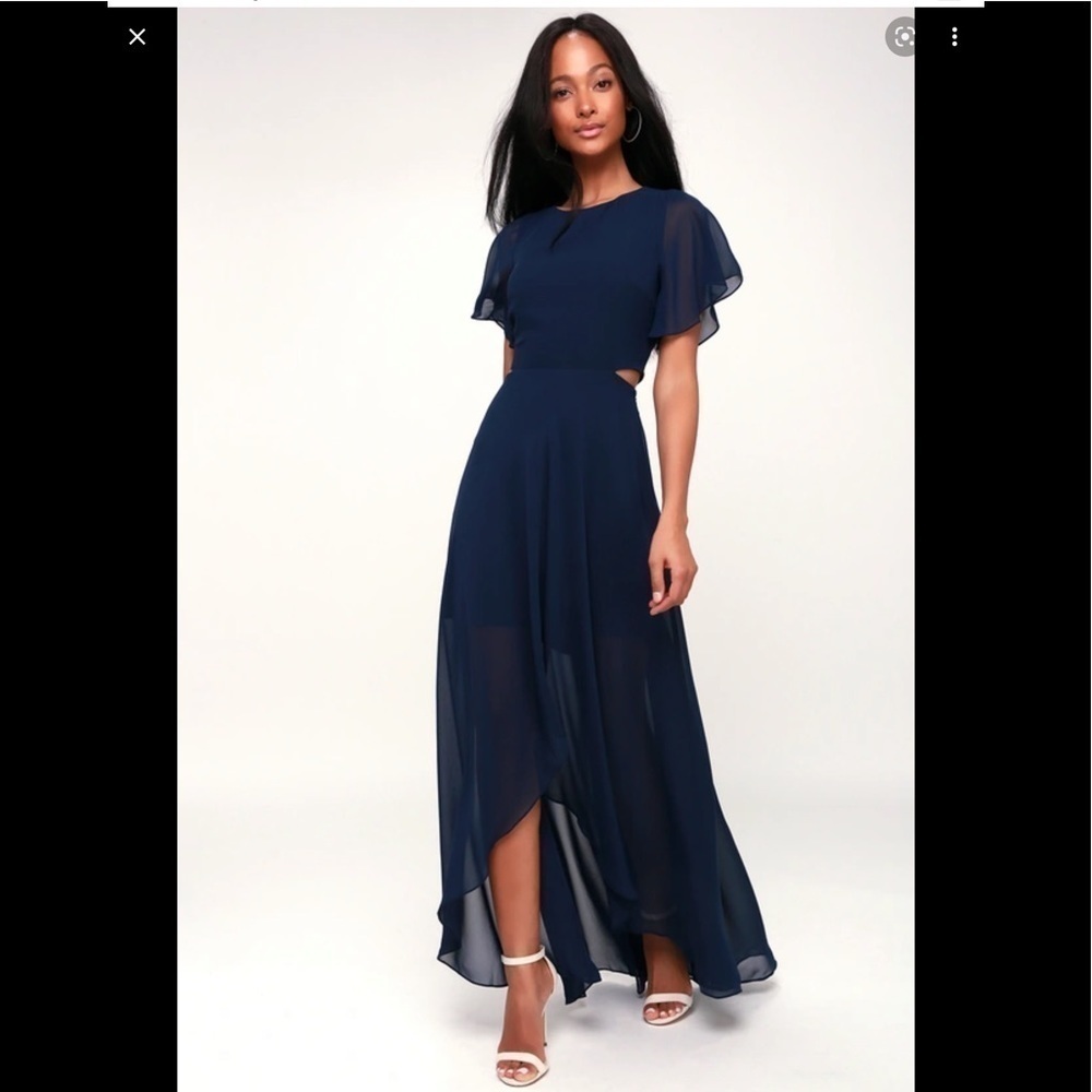 Ali & Jay Bohemian Rhapsody Navy Blue Cutout High-Low Dress size Small D60